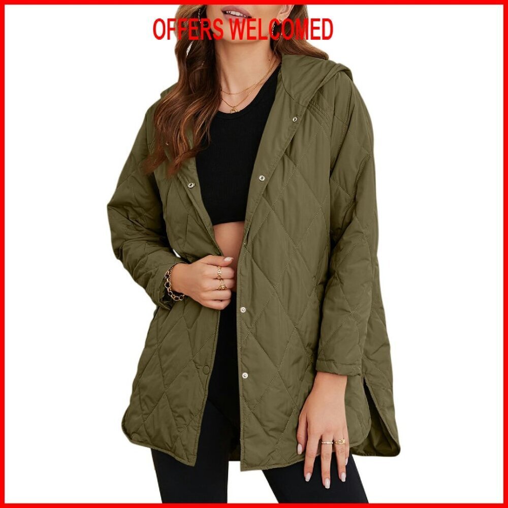 Long Quilted Hooded Jacket Women's Lightweight Winter Coat Business Casual